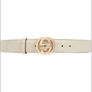White Gucci belt with GG Buckle